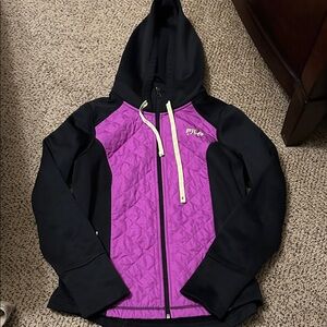 Fila Black and Purple Quilted Hoodie